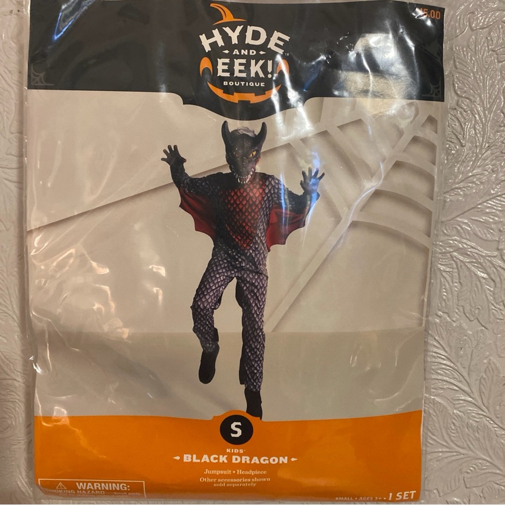Hyde and Eek! Kids Black Dragon Halloween Costume size S 6-8